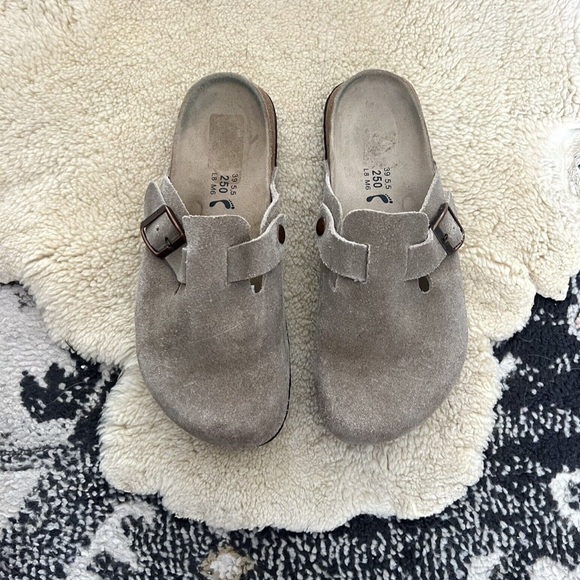 Birkenstock Shoes - Betula by Birkenstock Boston Suede Clogs Mules Taupe